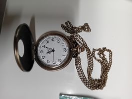 Taschenuhr bronze mit Kette, neu