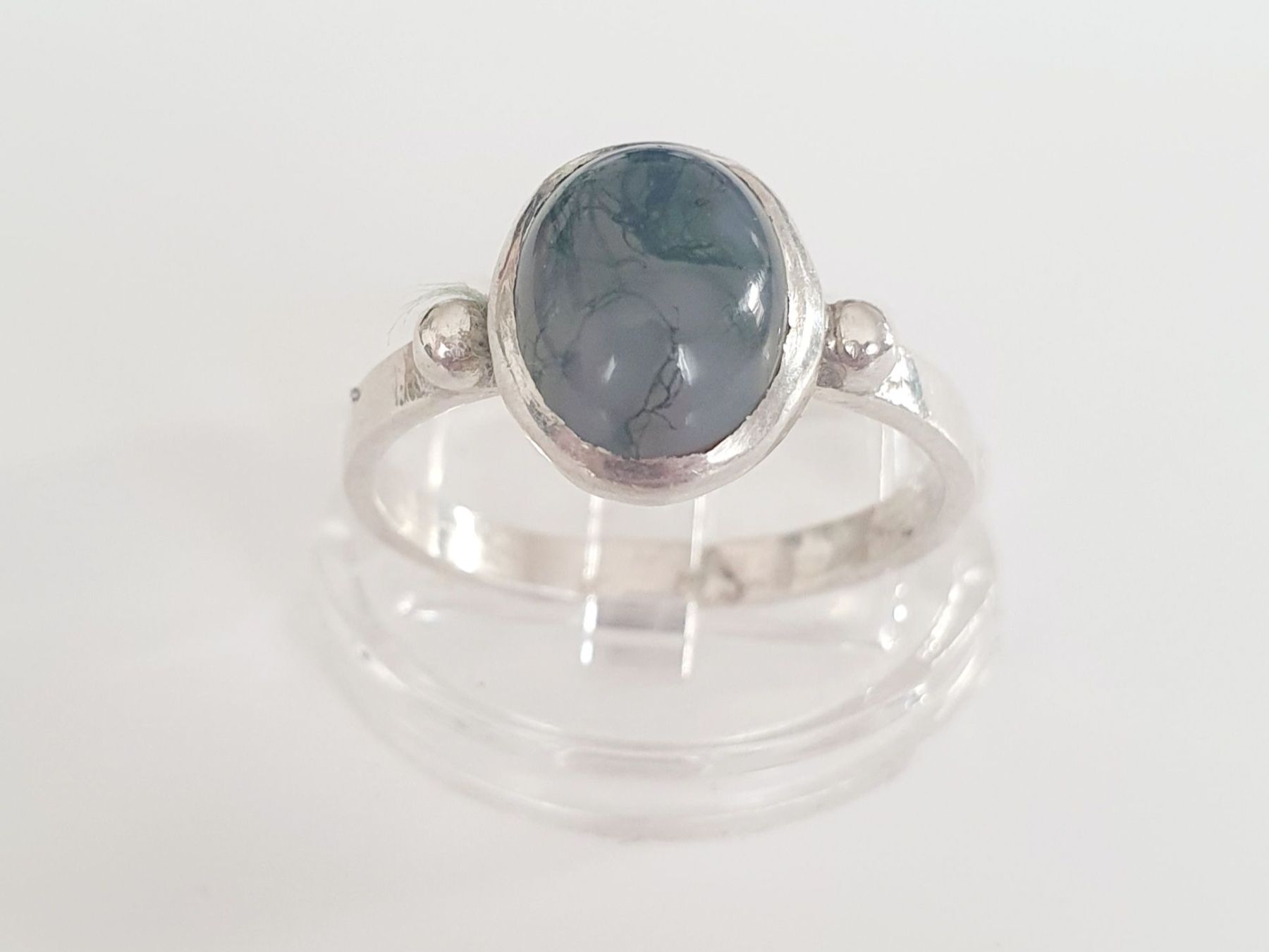 Anelli: Silberring 925 mit Moosachat Edelstein Ring Gr. 18.6 mm – Usato da Kreuzlingen venduto da Wunderkiste123 1