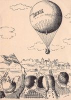 Circus Knie Ballonpostkarte gelaufen 1958 gelandet in Mollis