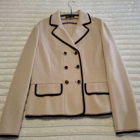 LUISA SPAGNOLI Blazer Beige & Noir Pure Laine - Taille M