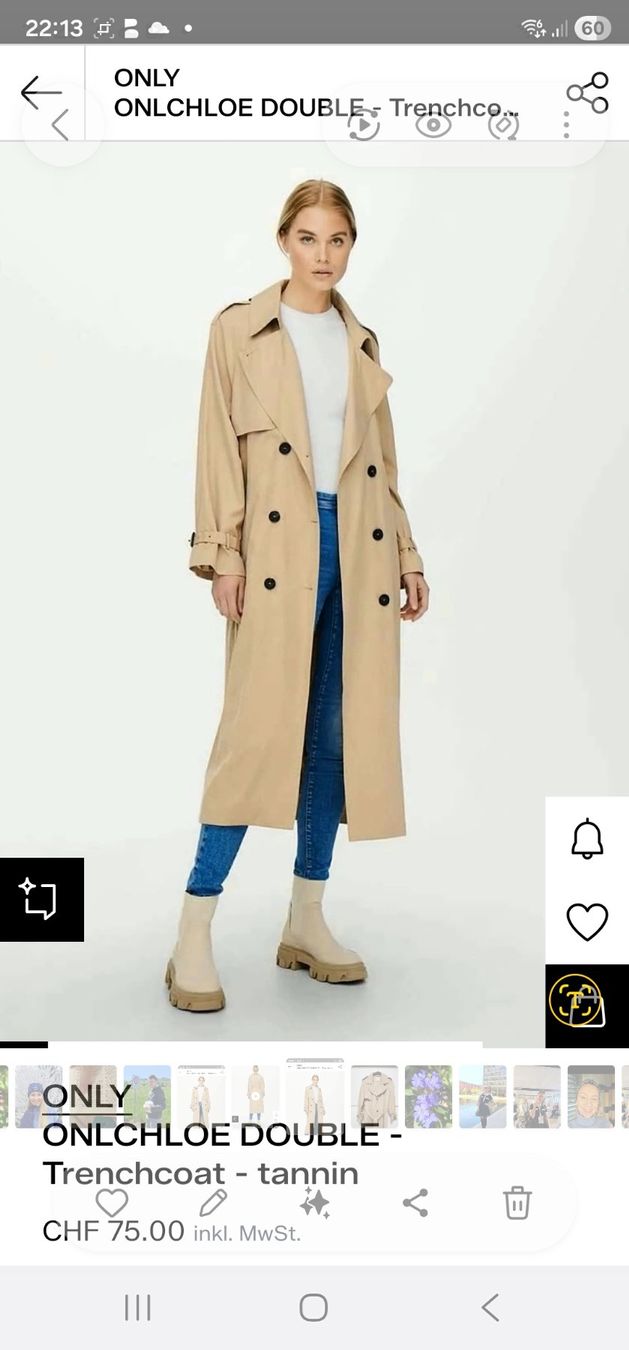 Only Manteaux: Trenchcoat ONLY ONLCHLOE DOUBLE beige – D'occasion à auw par Kaktus2006 4