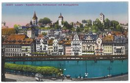 s 31377   Luzern -  Kapellbrücke, Rathausquai u. Museggtürme