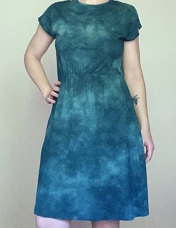 Midikleid Maas Natur Biobaumwolle Türkis Batik 36-38