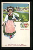 Litho Schweiz, Thurgauerin in Tracht vor