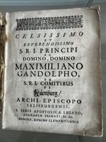 Antikes Buch CELSISSIMO E T REVERENDISSIMO S.R. I. PRINCIPI