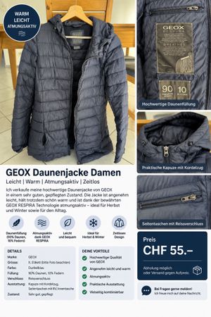 Geox Daunenjacke Damen dunkelblau Grösse It. sehr gut
