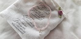 Armband aus Naturstein Herz  Rosenquarz