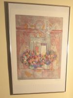 Alban Welti Litho: "Blumenfenster mit Geige"