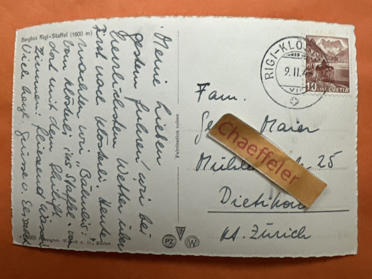 Cartoline postali: Berghaus Rigi-Staffel  – Usato da Zürich venduto da Chaeffeler 1