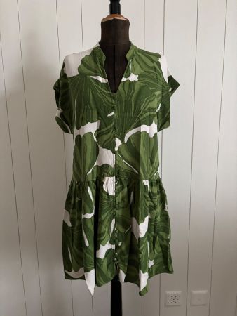 H&M Tunika Kleid grün/weiss - Grösse XS (eher grösser)
