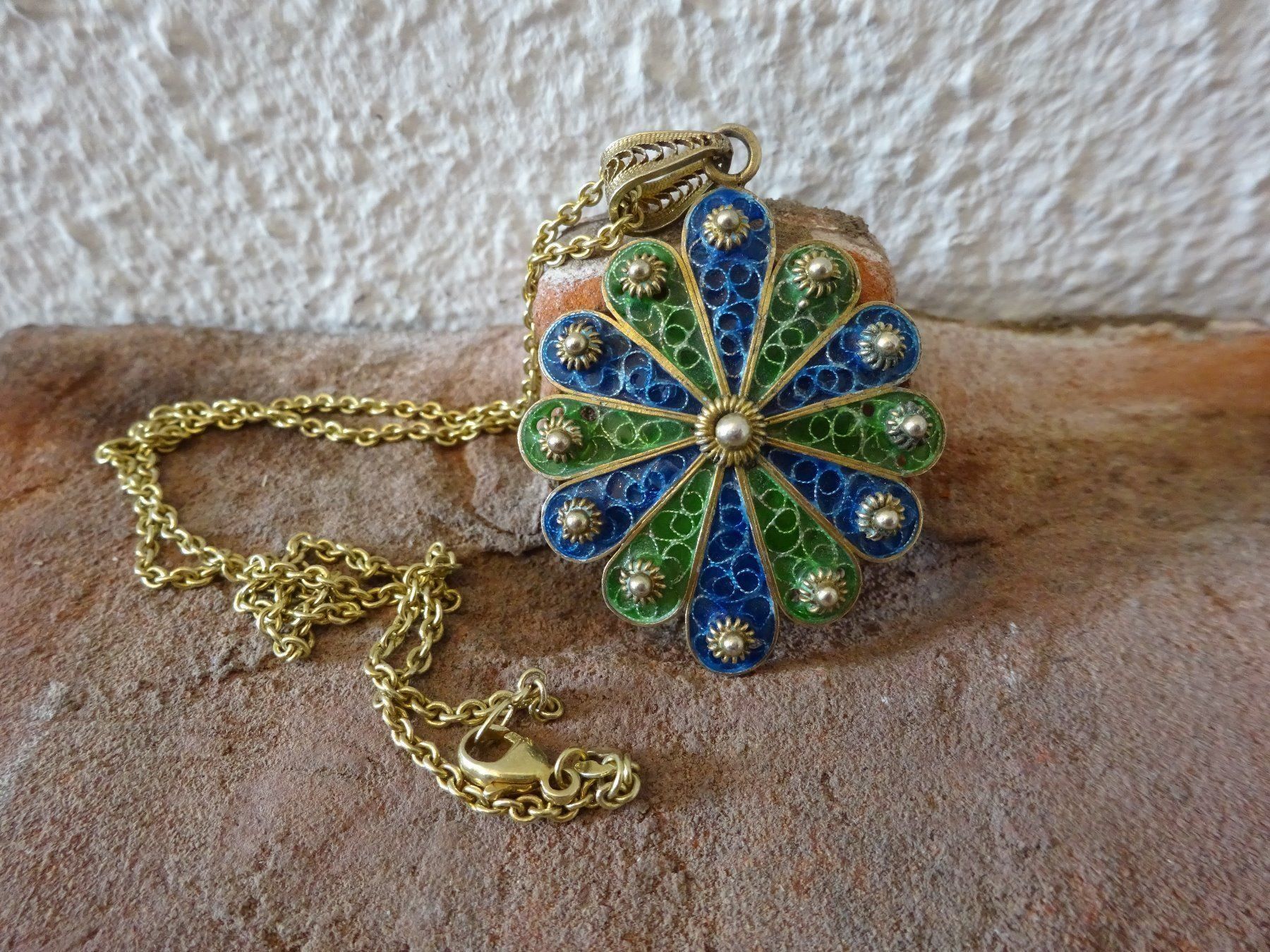 Catenine: Kette Filigran Emaille / 800 S vg. – Usato da Esslingen venduto da FetteSchnecke 1