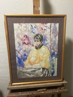 Wunderschönes originales Aquarell – Frauenporträt signiert