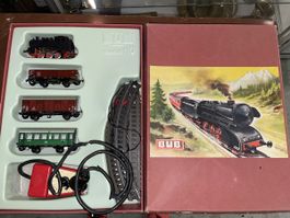 BUB Eisenbahn HO Dampflok mit Wagen, Schienen, Trafo