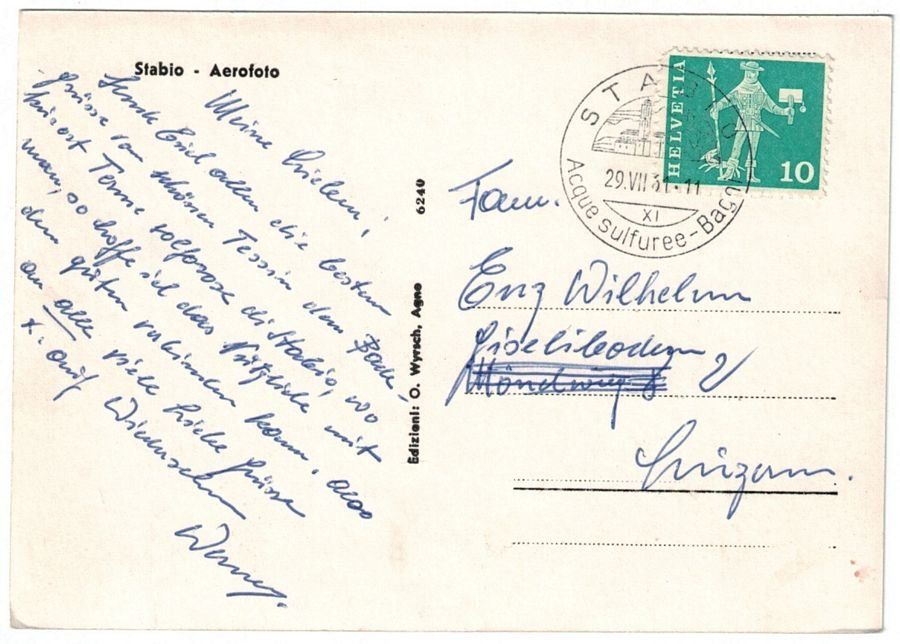 Cartoline postali: Stabio aerofoto, circolata 1961 – Usato da Frauenfeld venduto da POML 1