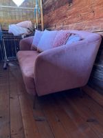 Sofa Samt rosa mit Kissen gebrauchter Zustand