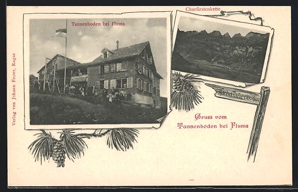 Cartoline postali: Flums, Gasthaus Tannenboden, Churfirsten – Usato da Berlin venduto da bartko-reher