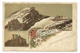Gruss vom Säntis (AI) Observatorium - Gasthaus - Litho 1900