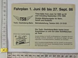 TSB Treib-Seelisberg-Bahn Fahrplan Sommer 1986, Top!