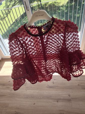 Damen Bluse Milk Shake rot mit Strukturmuster neuwertig
