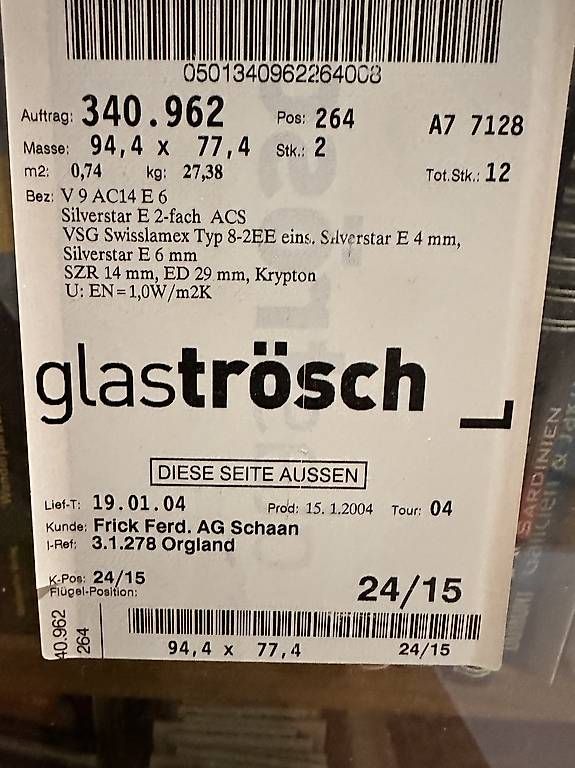 Fenster: Fensterglas 94,4 x 77,4 cm – Gebraucht aus Teufen AR von mag_l96j 1