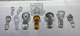 Konvolut à 10 Stück Kristall- / Glas Stöpsel für Karaffen