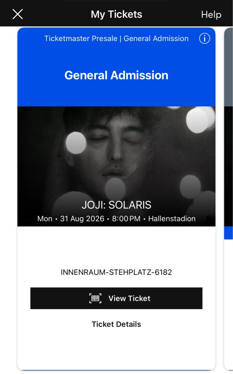 Billets: 2x Joji Stehplatz Tickets – Neuf avec emballage d'origine à Luzern par haydar.gzn
