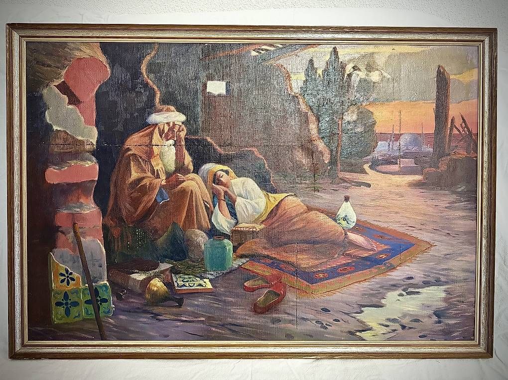 Gemälde: Orientalisches Lager im Abendlicht um 1900 – Gebraucht aus Fahrwangen von Dirk.Gerlach 4