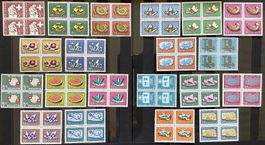 1958 - 61 Pro Patria Mineralien Viererblock Sätze Komplett**