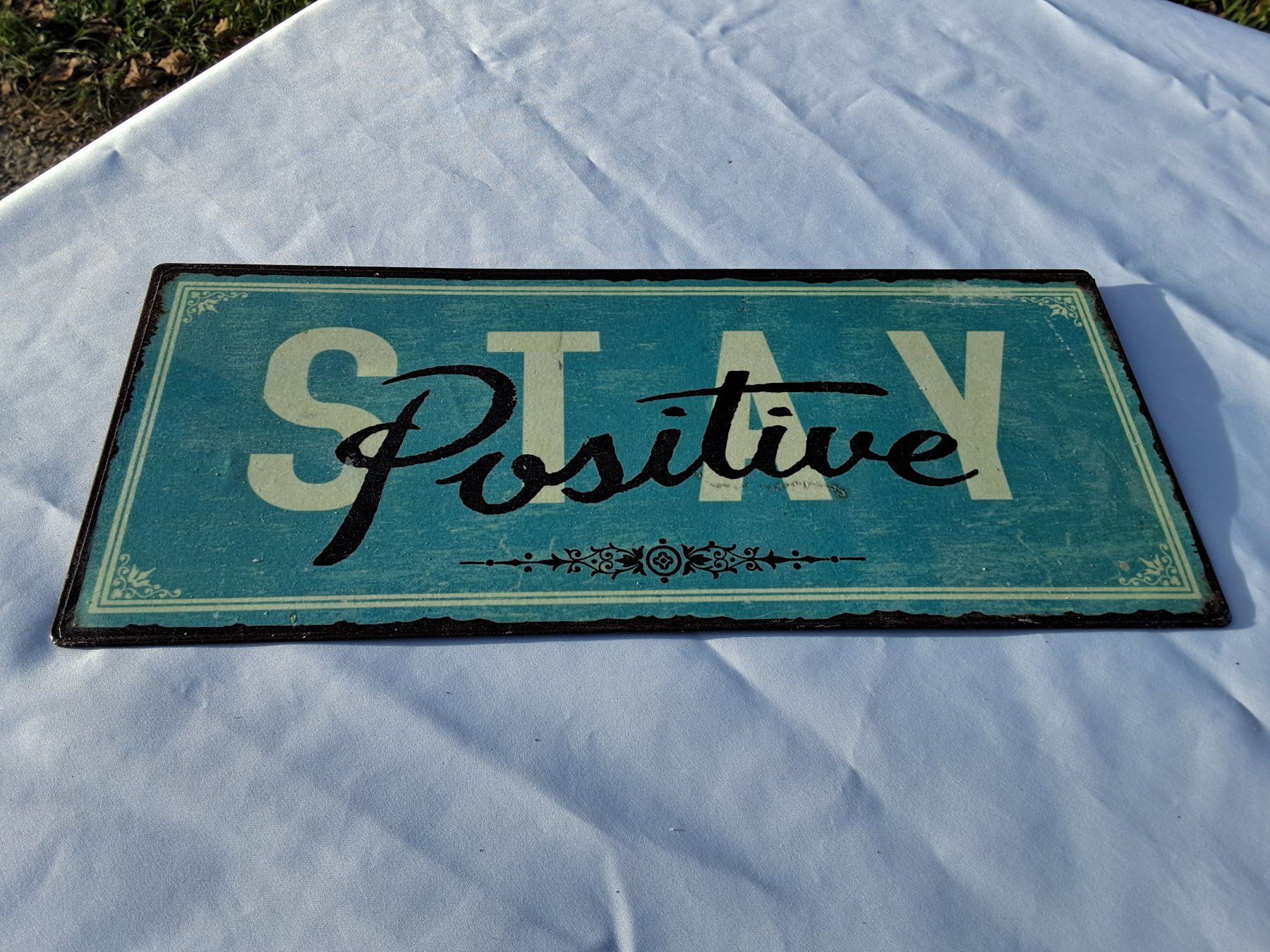 Insegne: Blech - Schild "Stay Positive" - Vintage Stil – Usato da Rüegsbach venduto da hpl02