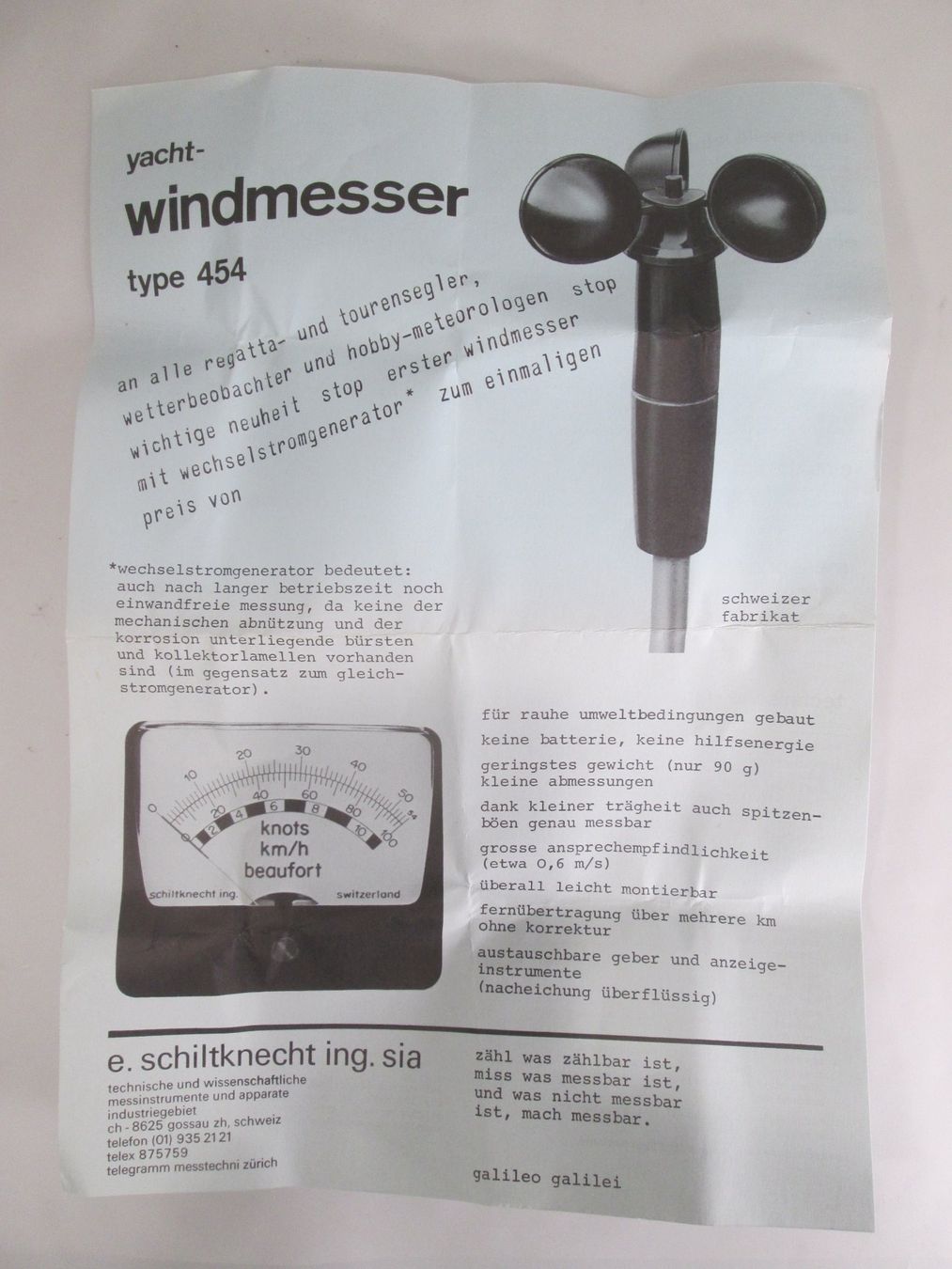 Misurare: original E. Schiltknecht Yacht Windmesser – Usato da Rapperswil SG venduto da designandmore 1