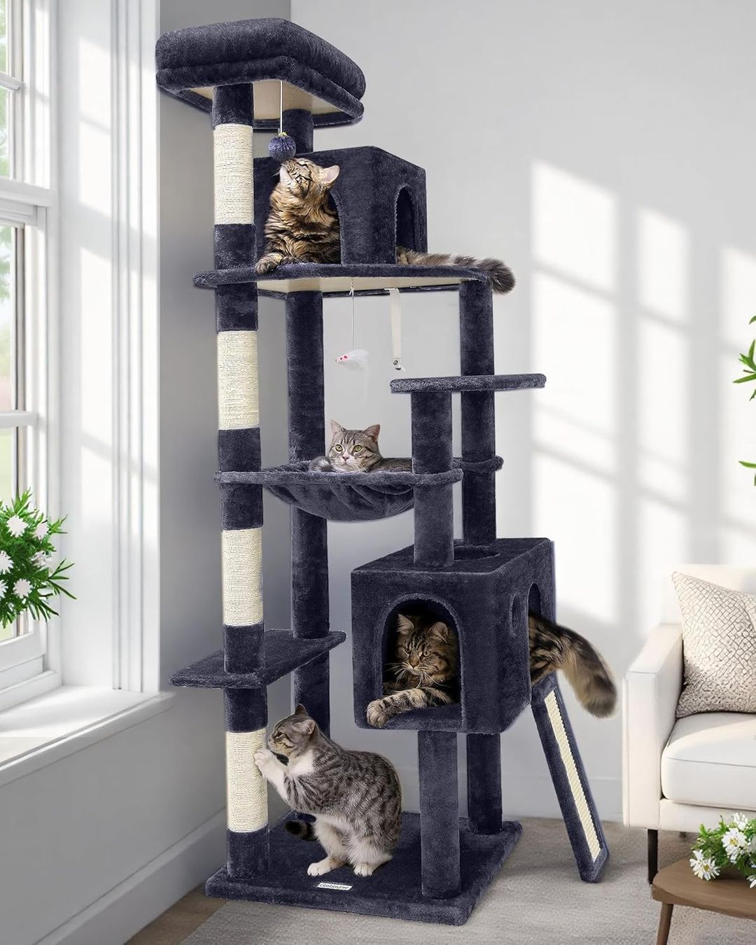 Katzenbaum - Kratzbaum: Kratzbaum Kletterbaum Katzenbaum 178cm Katzenhaus dunkelgrau – Neu und originalverpackt aus Zürich von  1