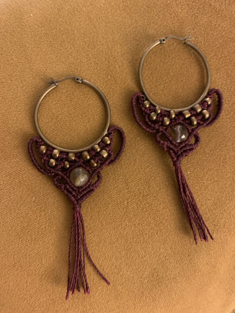 Orecchini pendenti & Orecchini a lobo: Boucles d'oreilles créoles macramé bohème chic – Nuovo e nell'imballaggio originale da Versoix venduto da val_t6jc 1