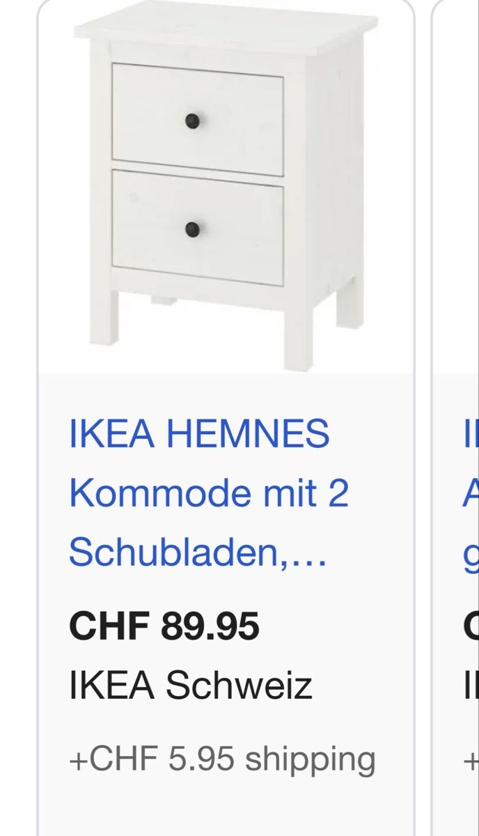 Ikea Tables de nuit: IKEA HEMNES 2 Drawer Bedside Table – Neuf (Voir description) à Rüschlikon par lui_5gw8 1