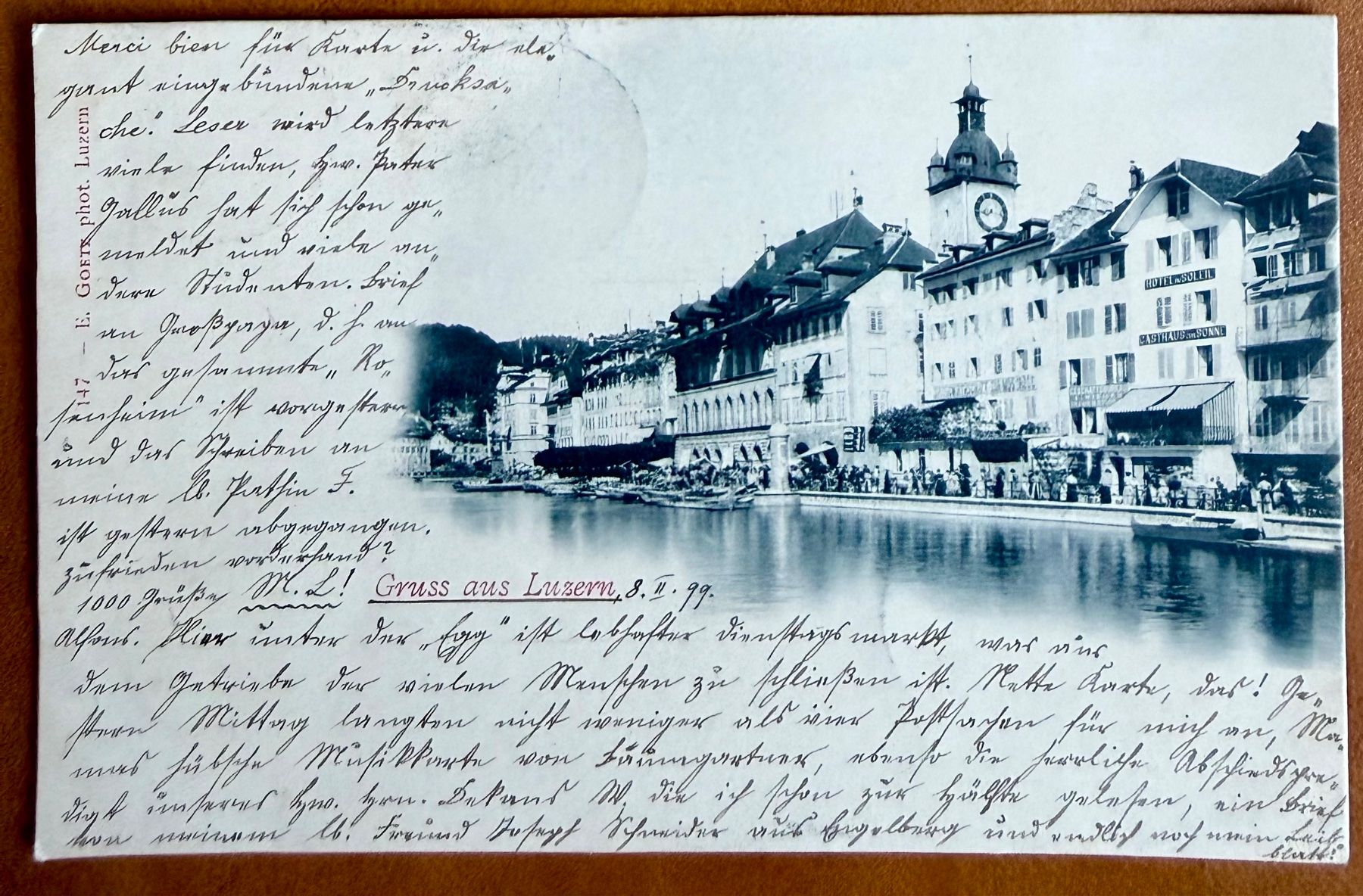 Cartoline postali: Luzern - Quai - Animée - Litho 1899 – Usato da Lutry venduto da Ediego