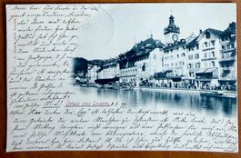 Luzern - Quai - Animée - Litho 1899