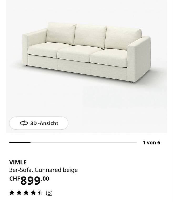 Divani: Ikea Vimle 3er-Sofa Gunnerad Beige – Nuovo e nell'imballaggio originale da Netstal venduto da gab_9vbq 4