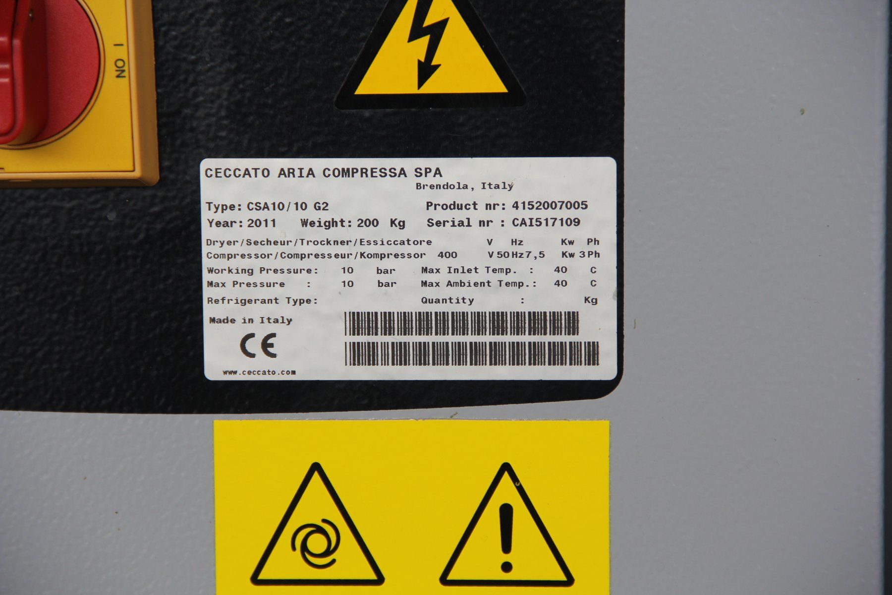 Compressori: Ceccato CSA 10 Schraubenkompressor, Top Zustand! – Usato da Oberuzwil venduto da hoeggersystems 3