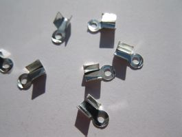 50 Endstücke, Quetschenden mit Öse, versilbert, 6x3mm
