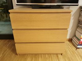 IKEA commode MALM 3 tiroirs (couleur chêne blanchi)