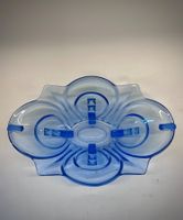 Art‑Deco Pressglasschale „Irene“, Walther & Söhne, blau