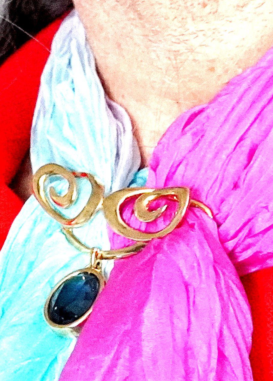 Broches & Aiguilles: Halstuch Brosche Gold mit Aquamarinstein – D'occasion à Baar par 2cvbaar 3