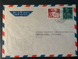 Luftpost Brief 1950 von Zürich nach Kansas City USA
