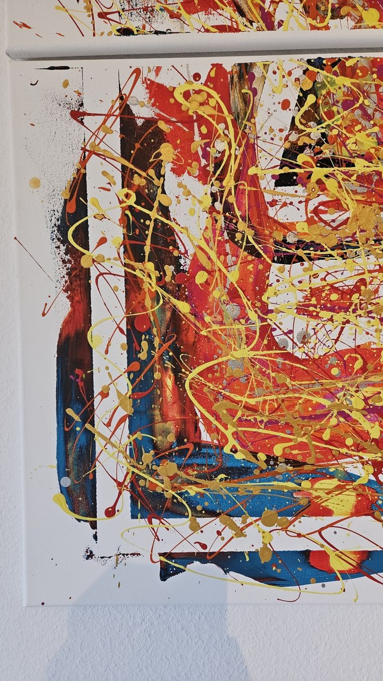 Dipinti: Tableau moderne abstrait en 2 parties, unique! – Nuovo (secondo la descrizione) da Le Locle venduto da fab_c9hh 6