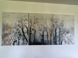 Handgemaltes 3-teiliges Leinwandbild – 180×80 cm – neuwertig