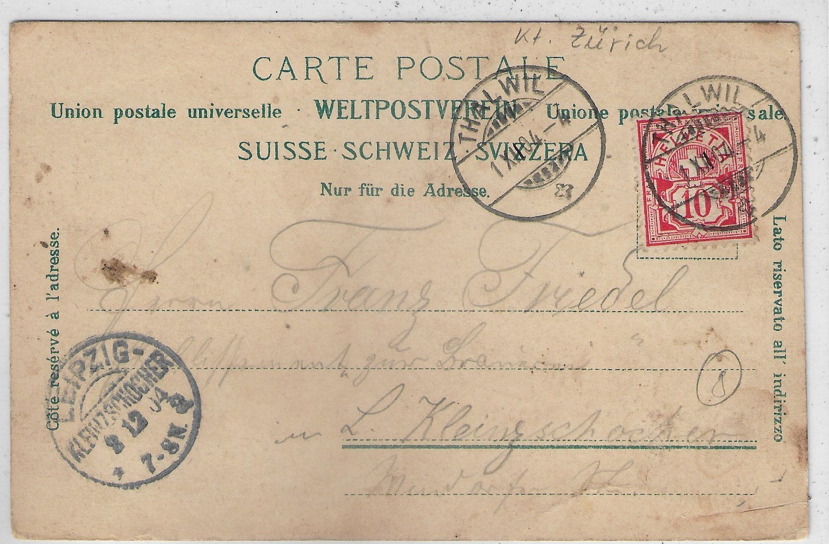 Cartoline postali: Thalwil - Generalansicht 1904 – Usato da Ettingen venduto da Kartenplanet 1