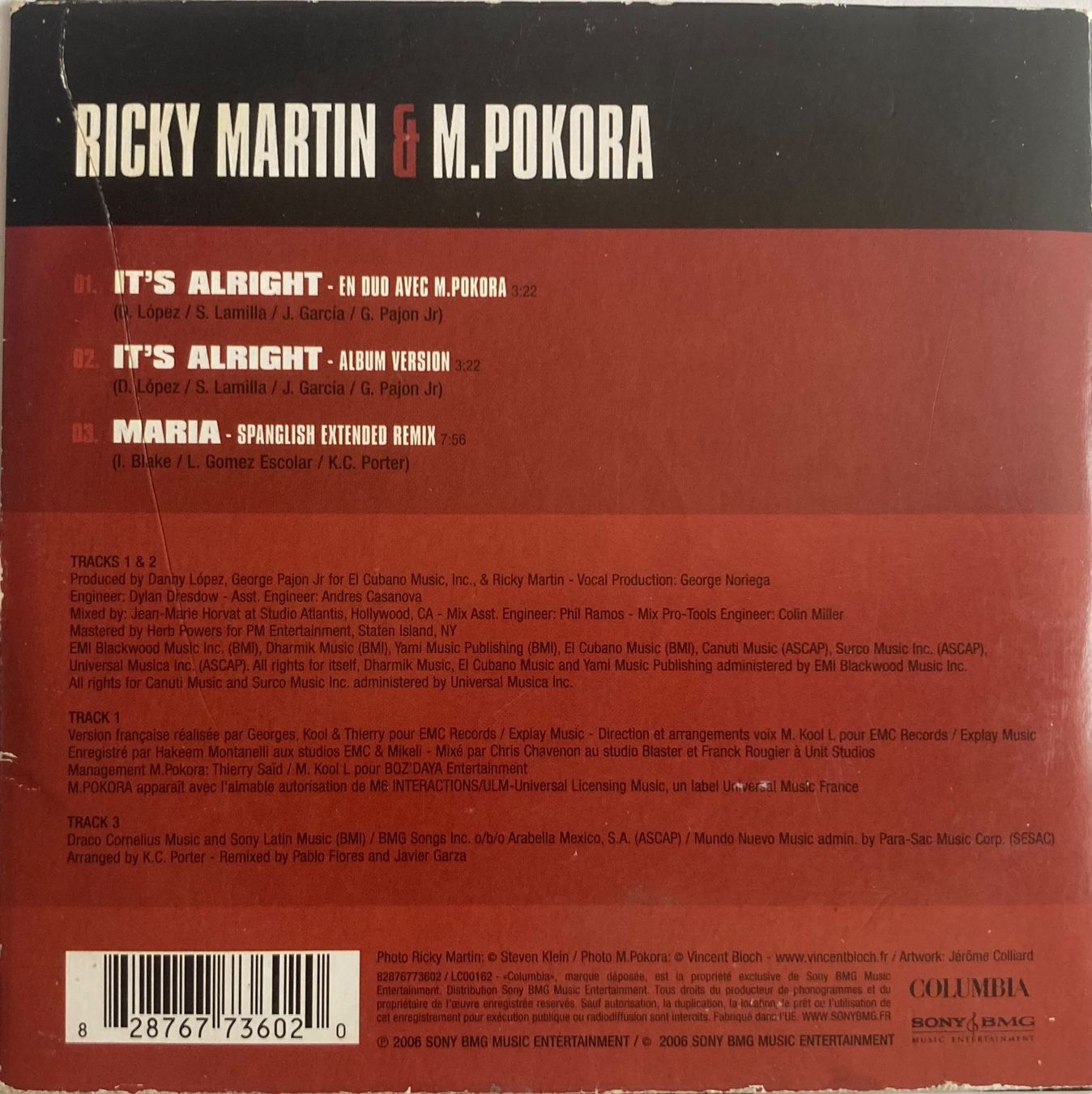 CD: RICKY MARTIN & M. POKORA - IT'S ALRIGHT – Usato da Poliez-Pittet venduto da Newtown-Records 1