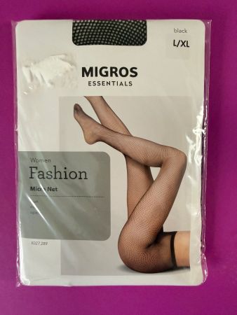 MIGROS Essentials, Netzstrumpfhose, Grösse L/XL, Schwarz