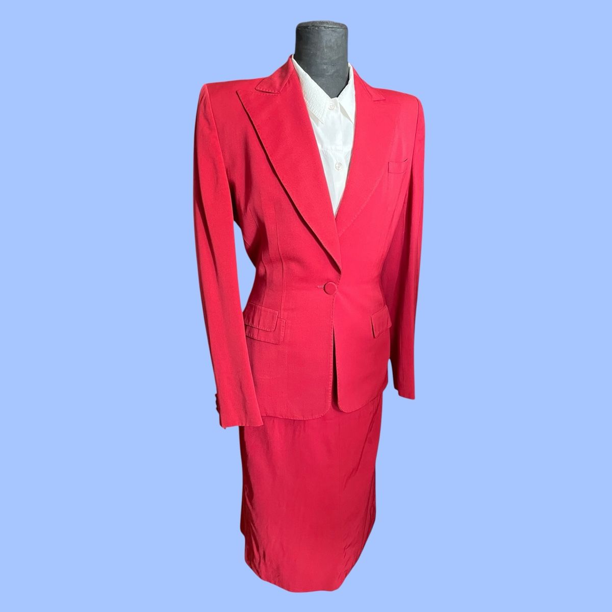 Completi & Tailleur: 1940s Art Deco vintage red suit gabardine blazer skirt Ameri – Usato da Zürich venduto da MISSYS-WONDERBAG 2