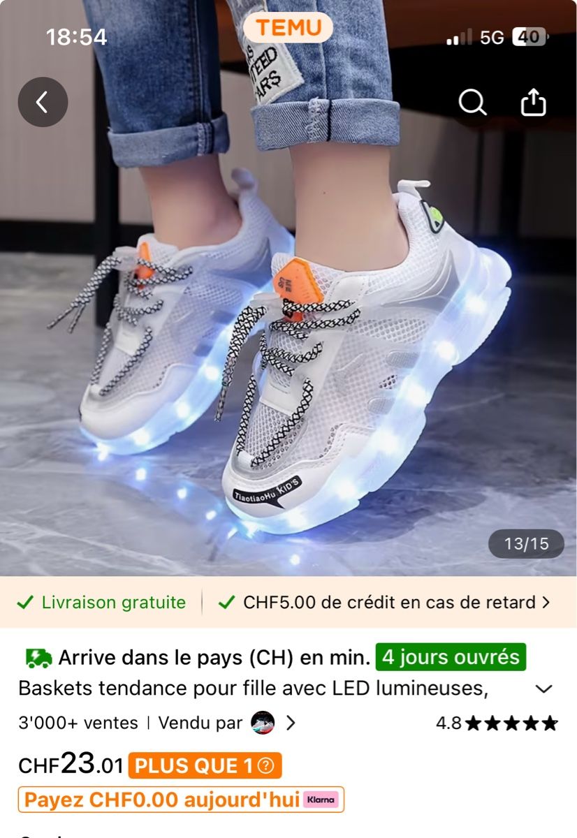 Scarpe da uomo: Baskets led T40 – Nuovo (secondo la descrizione) da Versoix venduto da Pti-pois 3