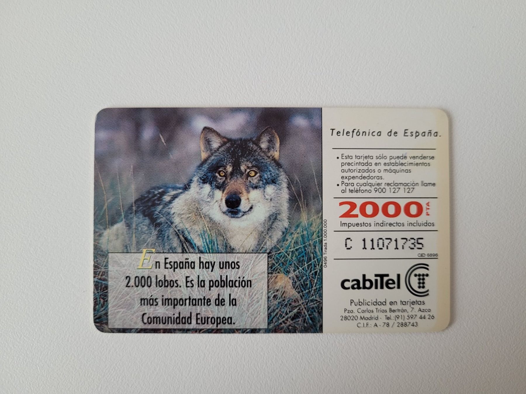 Telefon- & Taxkarten: Telefonkarte Spanien "Wolf" – Gebraucht aus Inwil von Flower2325 1
